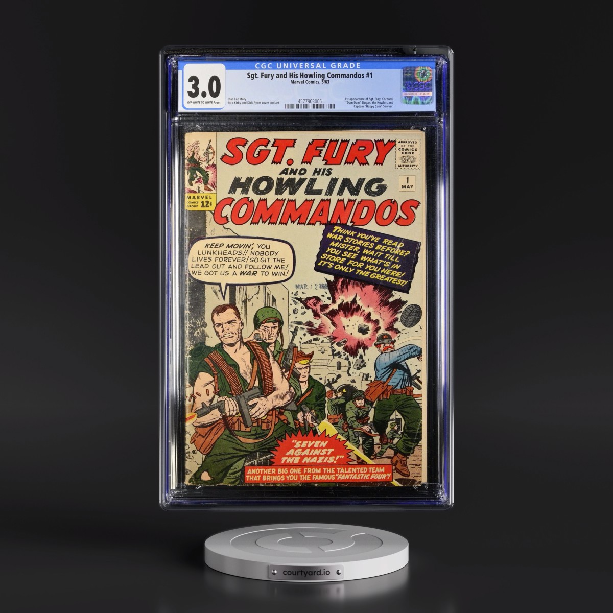 Sgt. Fury and His Howling Commandos #1 CGC 3.0 Off-white to White Pages (Marvel Comics, 5/63)