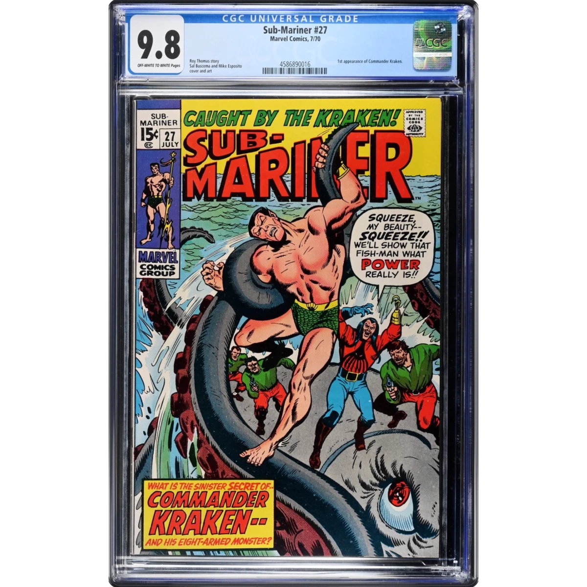 Sub-Mariner #27 CGC 9.8 Off-white to White Pages (Marvel Comics, 7/70)