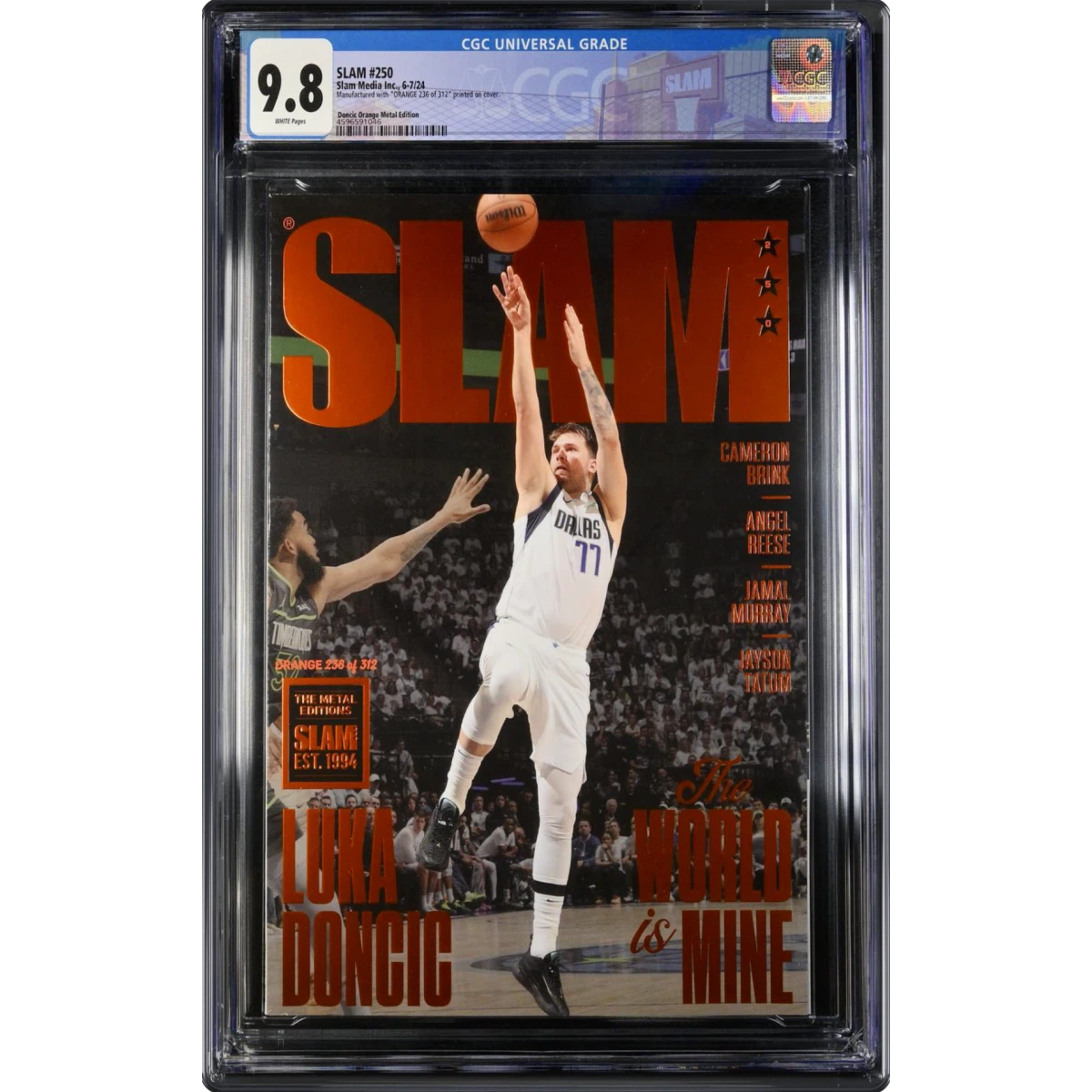SLAM #250 CGC 9.8 White Pages (Slam Media Inc., 6-7/24) - Universal Doncic Orange Metal Edition