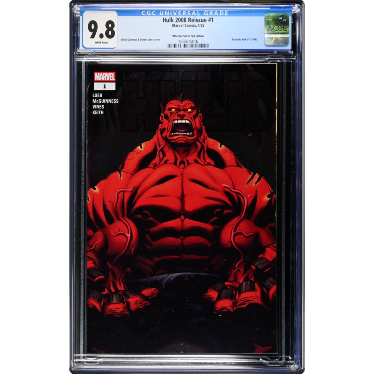 Hulk 2008 Reissue #1 CGC 9.8 White Pages (Marvel Comics, 4/25) - Universal Whatnot Silver Foil Edition