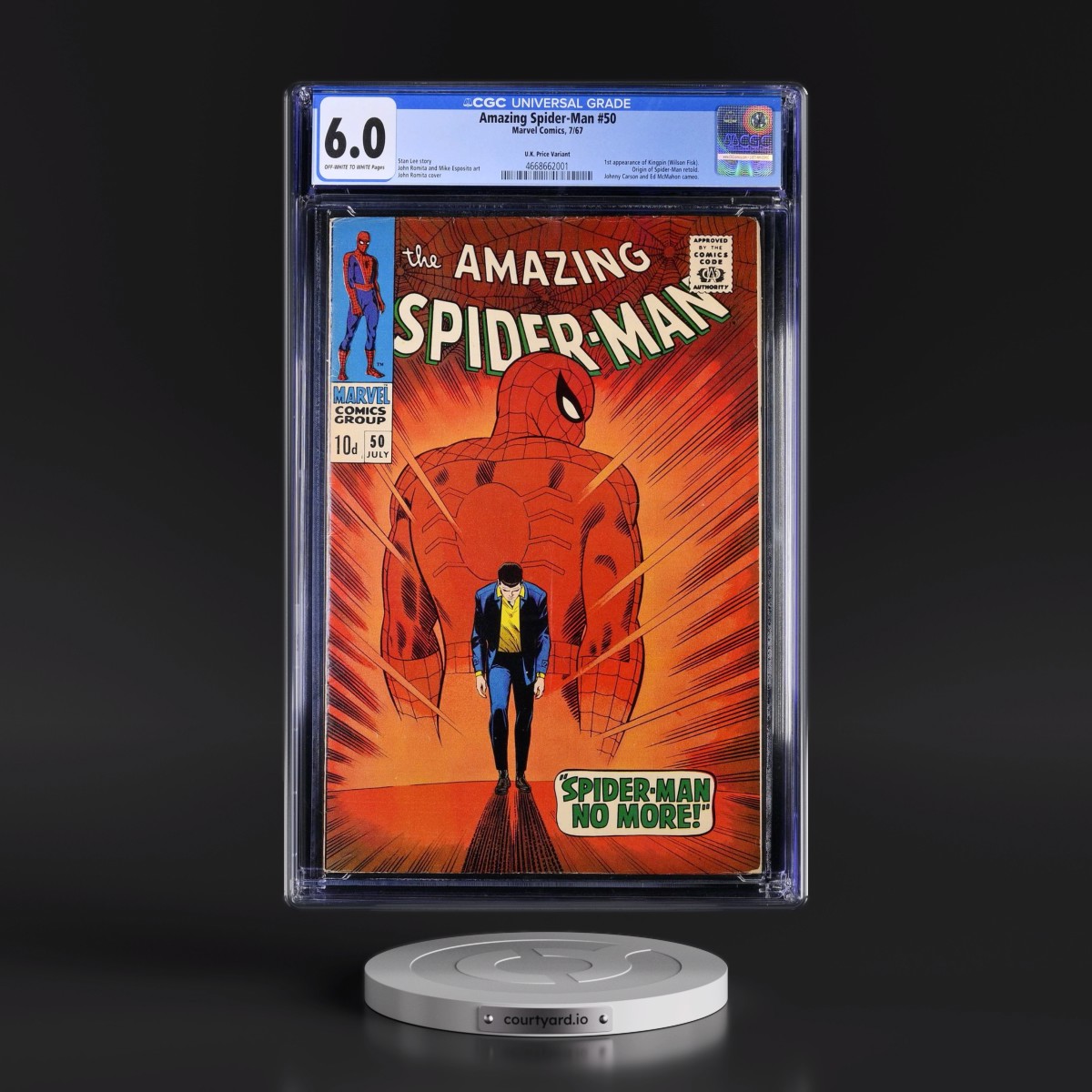 Amazing Spider-Man #50 CGC 6.0 Off-white to White Pages (Marvel Comics, 7/67) - Universal U.K. Price Variant