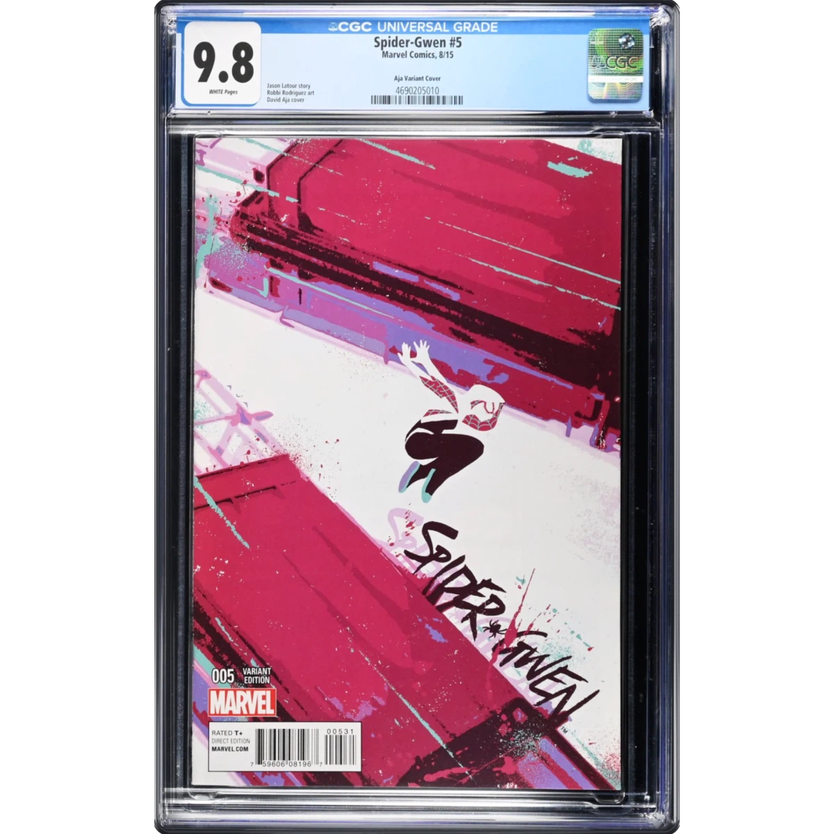 Spider-Gwen #5 CGC 9.8 White Pages (Marvel Comics, 8/15) - Universal Aja Variant Cover