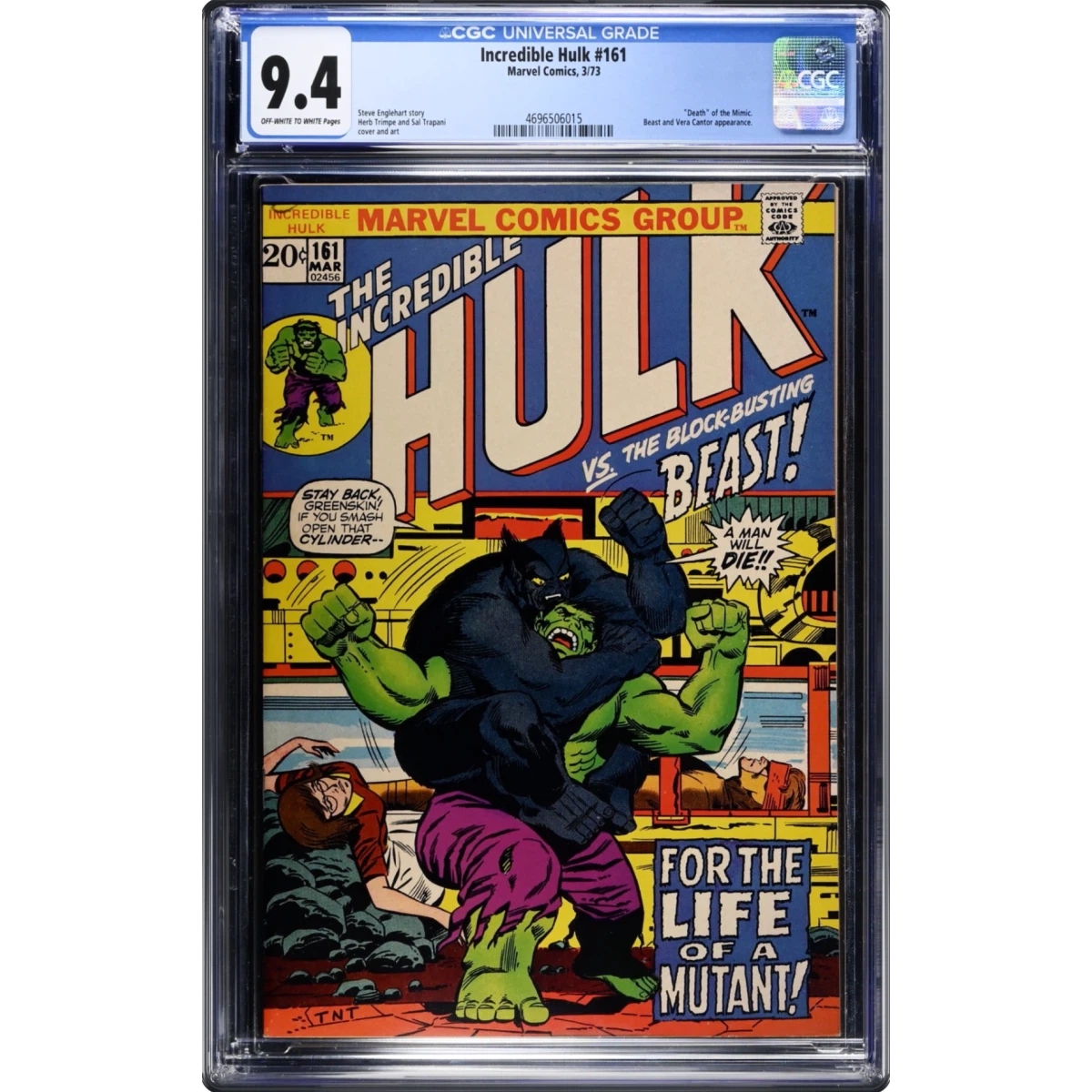 Incredible Hulk #161 CGC 9.4 Off-white to White Pages (Marvel Comics, 3/73) - Universal