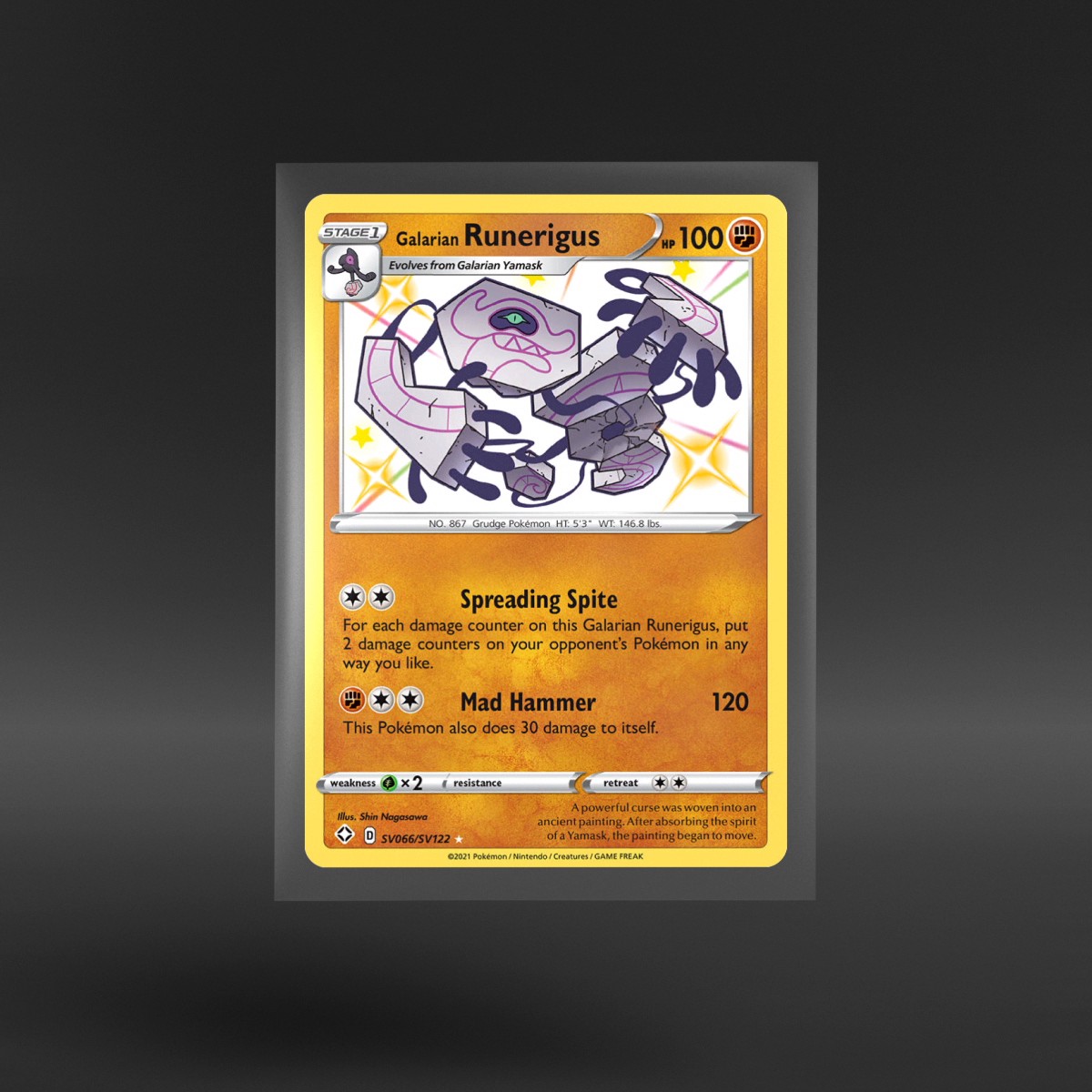 Shining Fates Shiny Vault #SV066/SV122 Galarian Runerigus