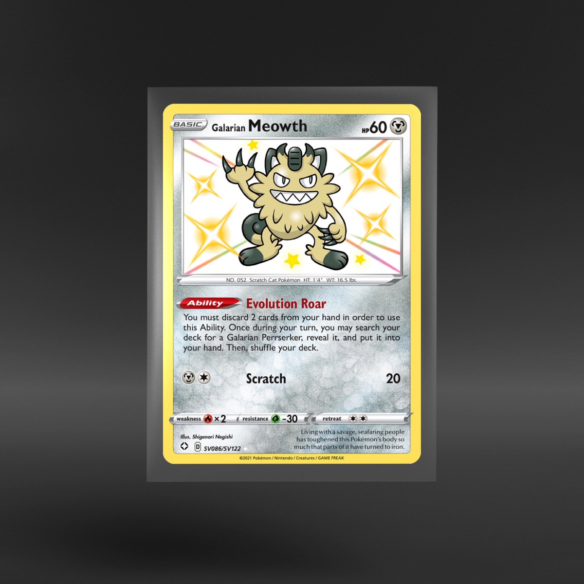 Shining Fates Shiny Vault #SV086/SV122 Galarian Meowth